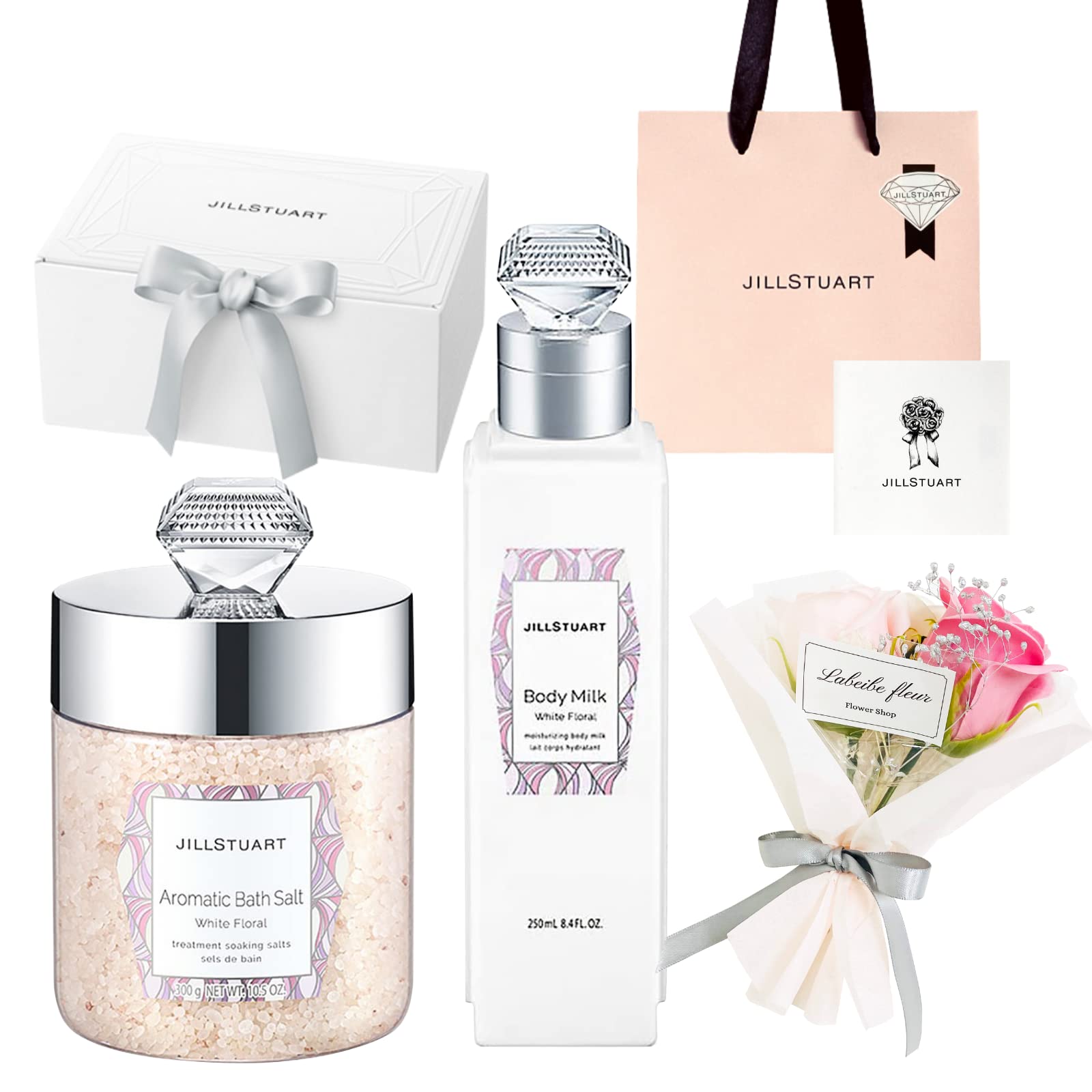 ジルスチュアート ギフト コフレ アロマティック バスソルト ホワイトフローラル&ボディミルク ボディケア ギフトセット 【ギフトボックスショッパーメッセージカードミニブーケ付】