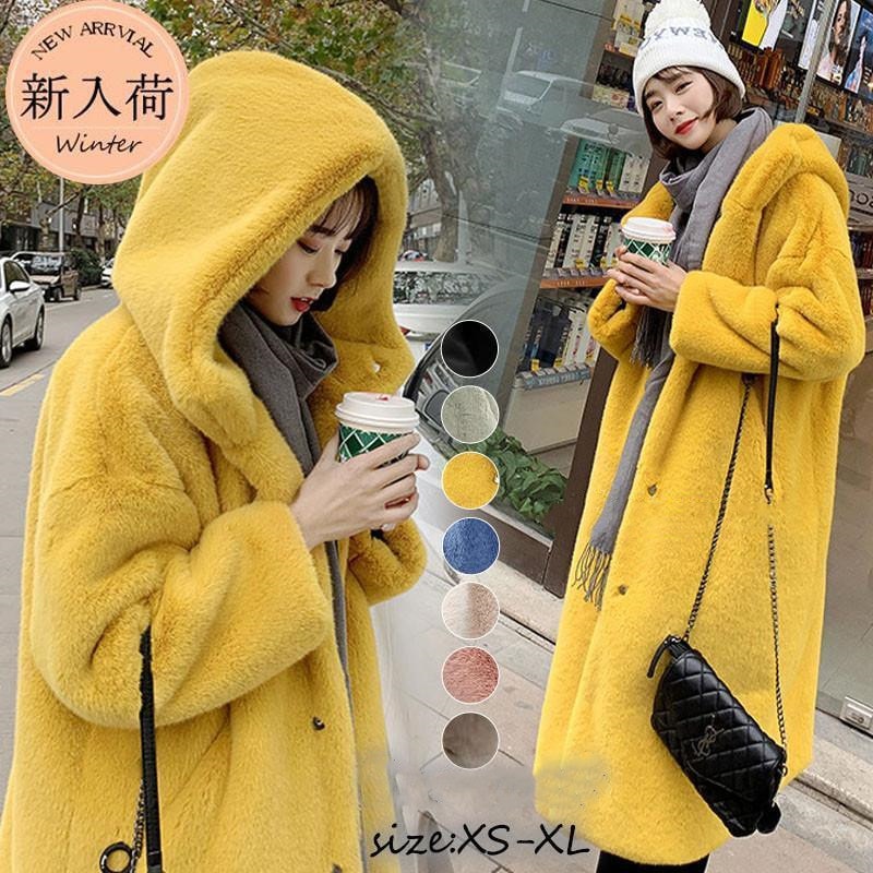 人気商品超目玉 ファーコート レディース 毛皮コート トップス フード付き ロング フェイクファー