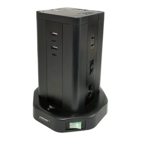 タワー型USB付電源タップ Type-C×2+Type-A×2 ブラック HD-AC12C2U2BK
