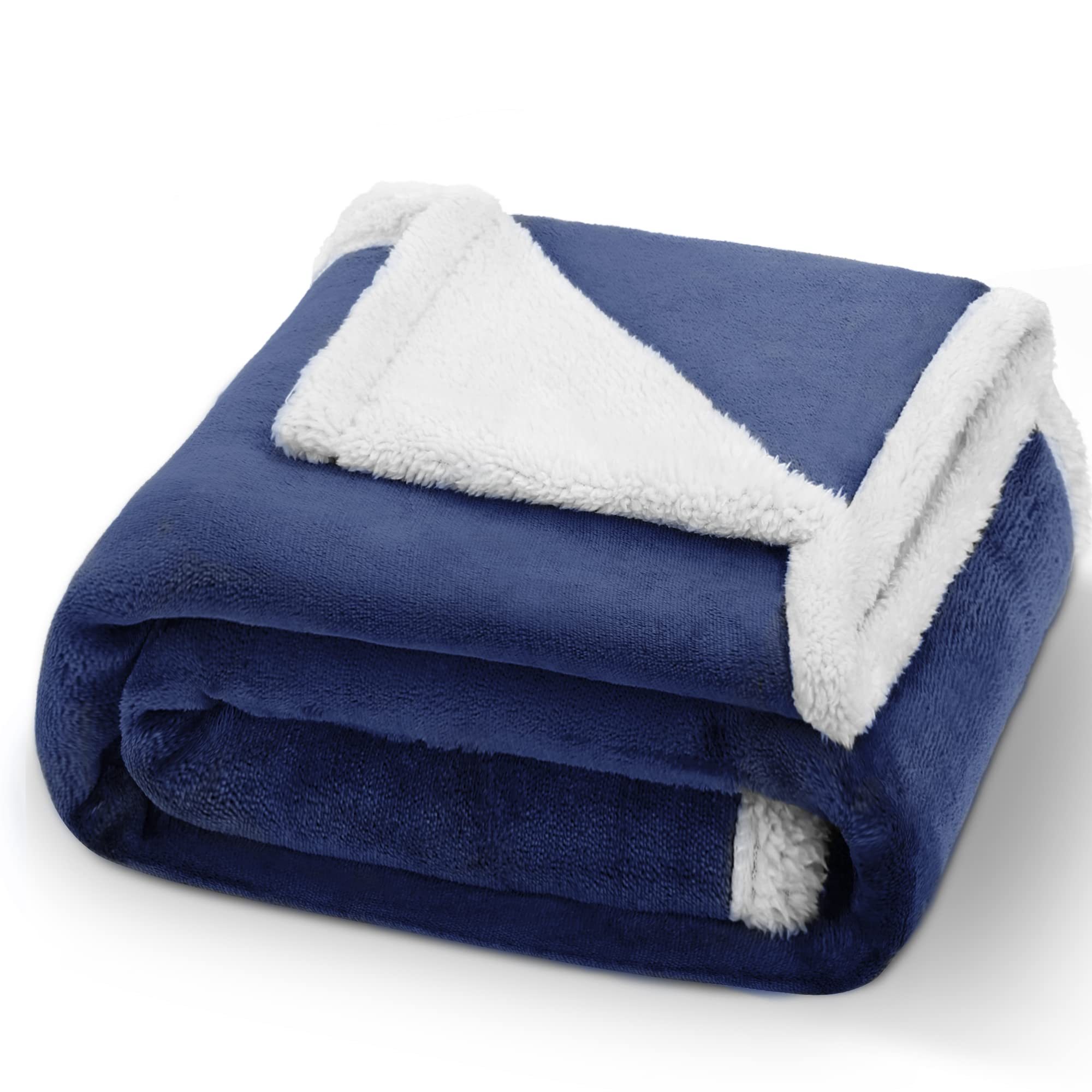 【Amazon.co.jp 限定】チチロバ(Titiroba) 毛布 シングル ブランケット 厚手 冬用 フランネル ボア 静電気防止 洗える おしゃれ 大判 150×200cm ネイビー 22DD0