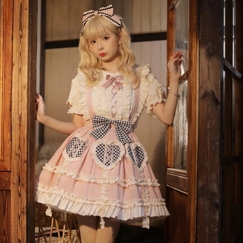 【3日で出荷】今年人気爆発中 ロリータ コスプレ学院祭用 人气 新作 可愛 ロリータスカートかわいいビスチェスカートショートロリータスカートストラップスカートメイド服