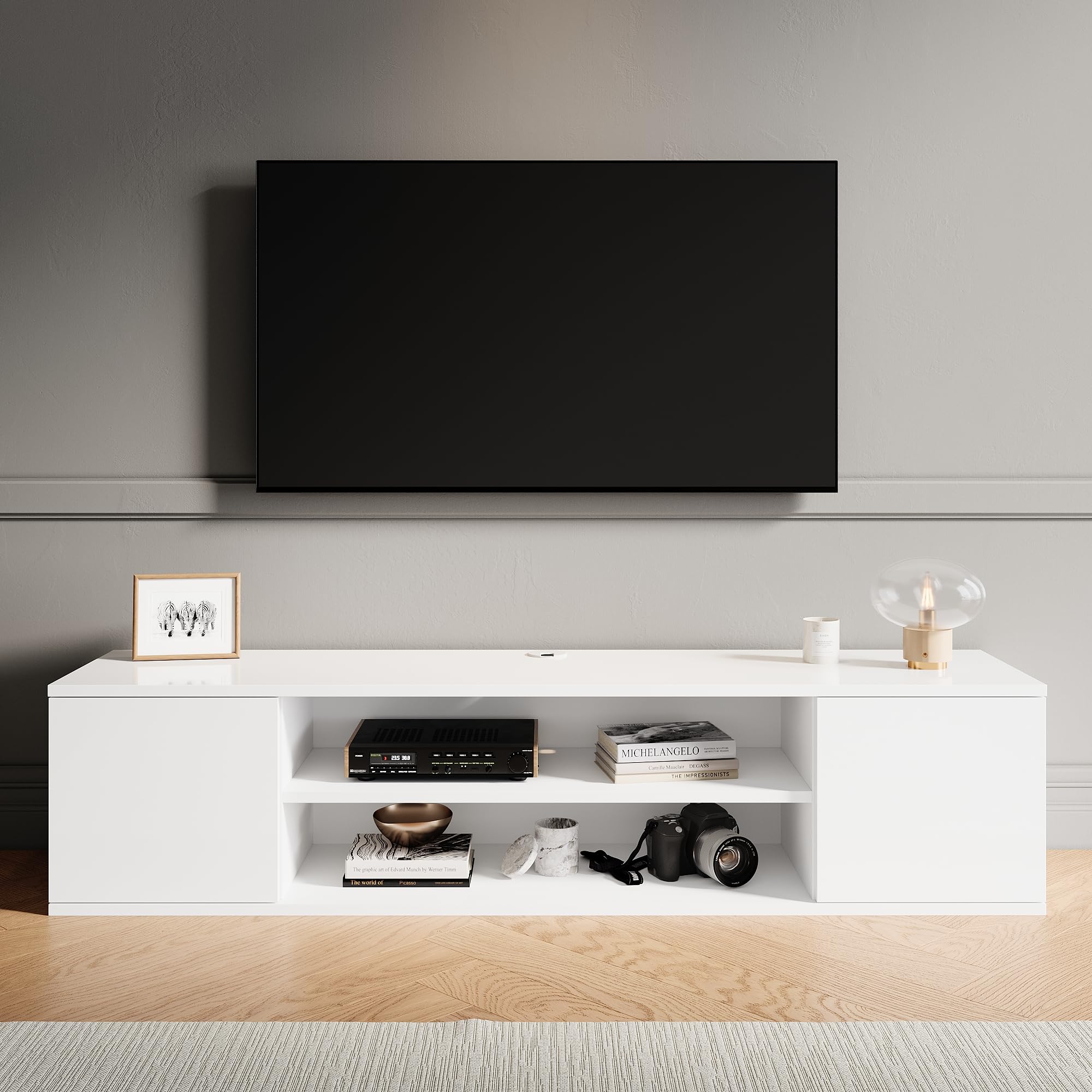 ローボードテレビ台 幅130cm モダンなデザインのリビング収納TV台 耐荷重15kg対応 壁掛けも可能な薄型テレビスタンド おしゃれな北欧風 21329