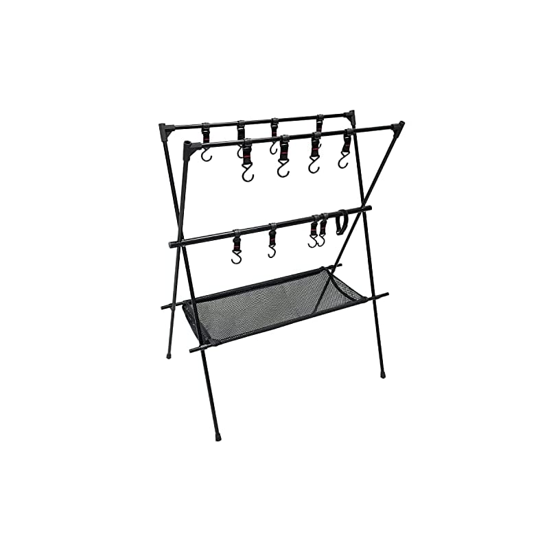 キャンプラック ランタンスタンド フック8個 幅73cm 高さ90cm 収納用 テント泊 アルミ合金