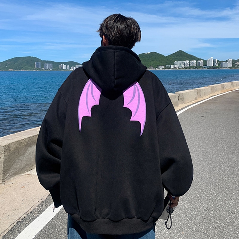 アメリカンレトロインプスウェットメンズ春秋ハードジップカーディガンカップルモデルカジュアルフード付きジャケット