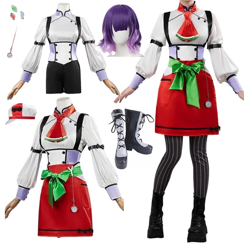 にじさんじ バーチャルYouTuber 七瀬すず菜 コスプレ衣装 時計+靴下+帽子+髪飾り付き ウィッグ 靴 追加可 ななせすずな コスプレ 衣装 仮装 ハロウィン コスチューム
