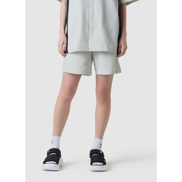 [] 男女兼用 シアサッカー 4.5部丈ハーフパンツ UQ223CHP63WTS