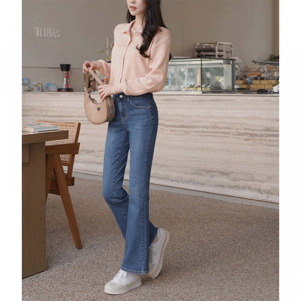 クリック＆ファニー 完璧スリムハイジン ブーツカットデニムパンツ[S,M,L,XLサイズ]