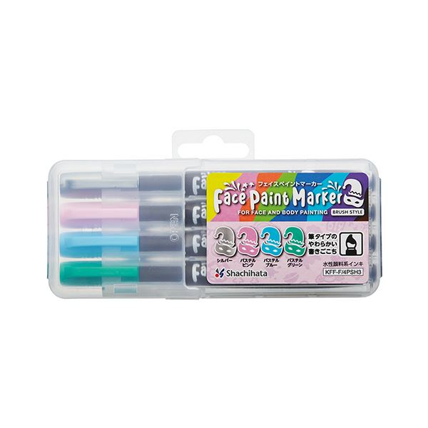 （まとめ）シヤチハタ フェイスペイントマーカー4色セット3 KFF-F/4PSH3 1パック(×10セット)