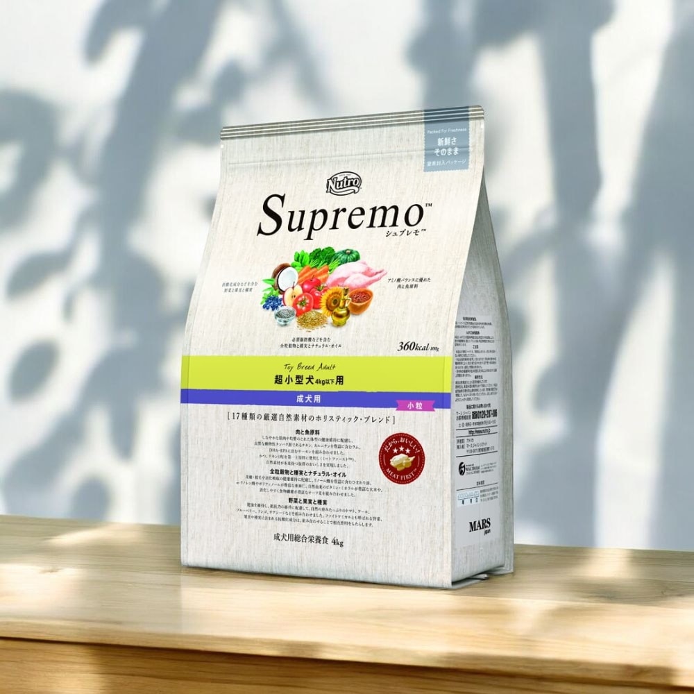 Nutro シュプレモ 超小型犬4kg以下用 成犬用 4kg ドライフード 小粒 総合栄養食 ドッグフード 犬 厳選自然素材 香料・着色料 無添加 消化に良い ニュートロ
