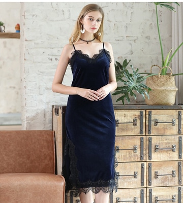 パジャマ キャミワンピース レディース ベルベット レース切り替え キャミワンピ モコモコ ふわモコ セクシー オシャレ 2018 秋服 冬服 新作