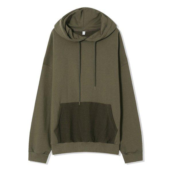 男性 ターンオーバー スウェット トレーナー パーカー AC-TSA-Q055-カーキ
