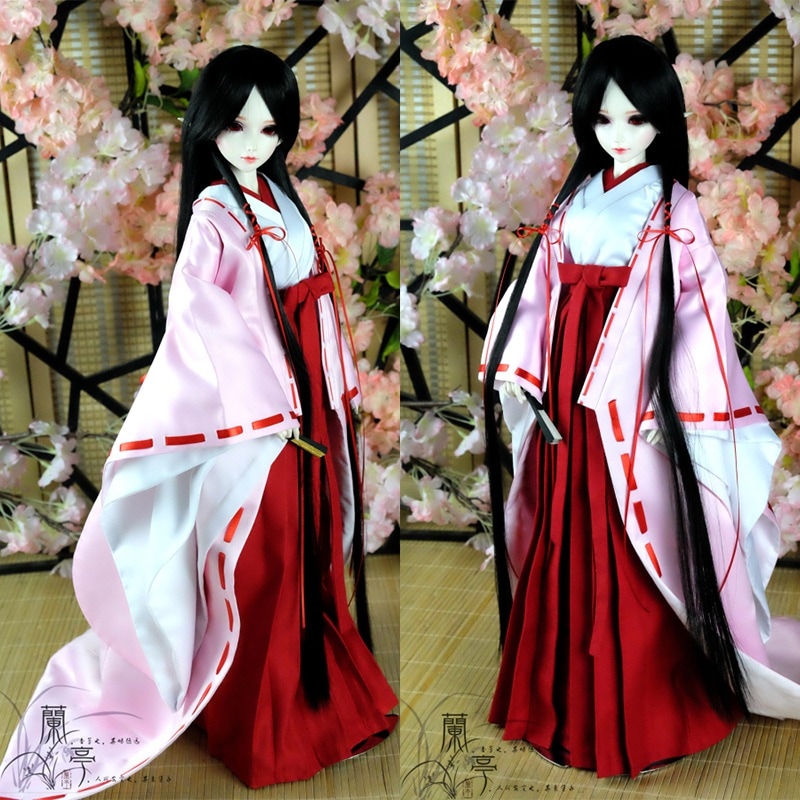 BJDドール衣装セット 着物 巫女服 和風 MSD/SD/SD17/70cm人形用