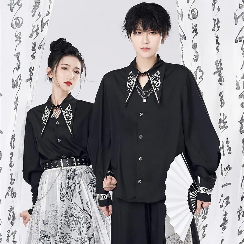 チャイナ風シャツ レディース 刺繍トップス ブラウス オリジナル レトロ 男女兼用 カップル