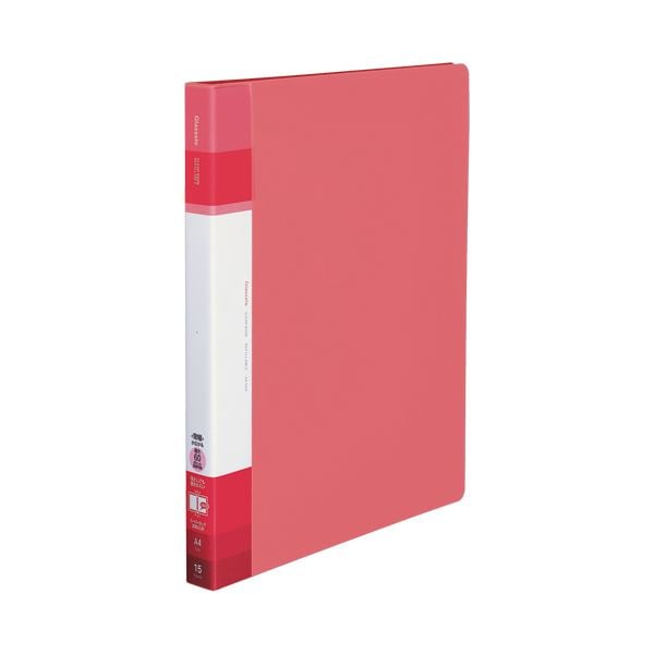 （まとめ）コクヨ クリヤーブック（Glassele） 替紙式・背ポケット A4タテ 30穴 15ポケット付属 背幅2539mm コーラルピンク ラ-GLB720P 1冊 (×10セット)