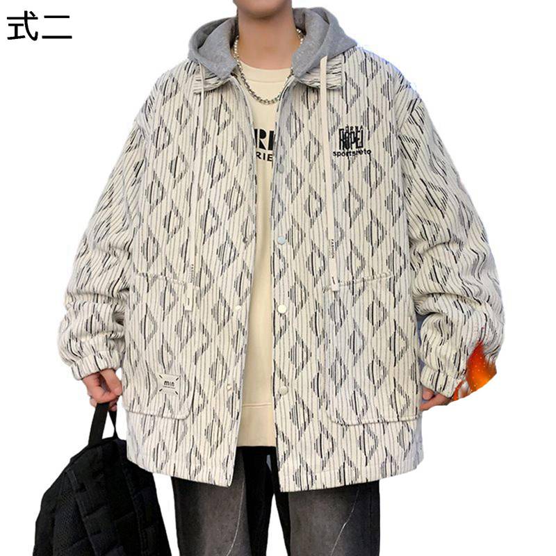 メンズ 綿入れジャケット レイヤード風 フード付き エスニック柄 裏起毛 冬服 ブルゾン 厚手 おおきいサイズ 綿服 トップス ボタン 柔らかい 防寒保温 ブルゾン 作業 ビジネス 通勤 普段着