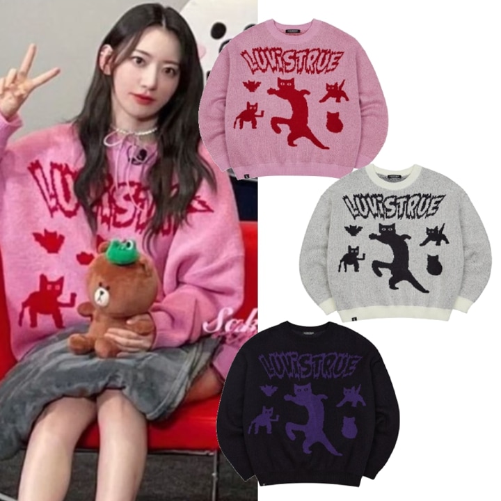 [LESSERAFIM サクラ 着用] VL 2D CAT KNIT /LESSERAFIM 着用