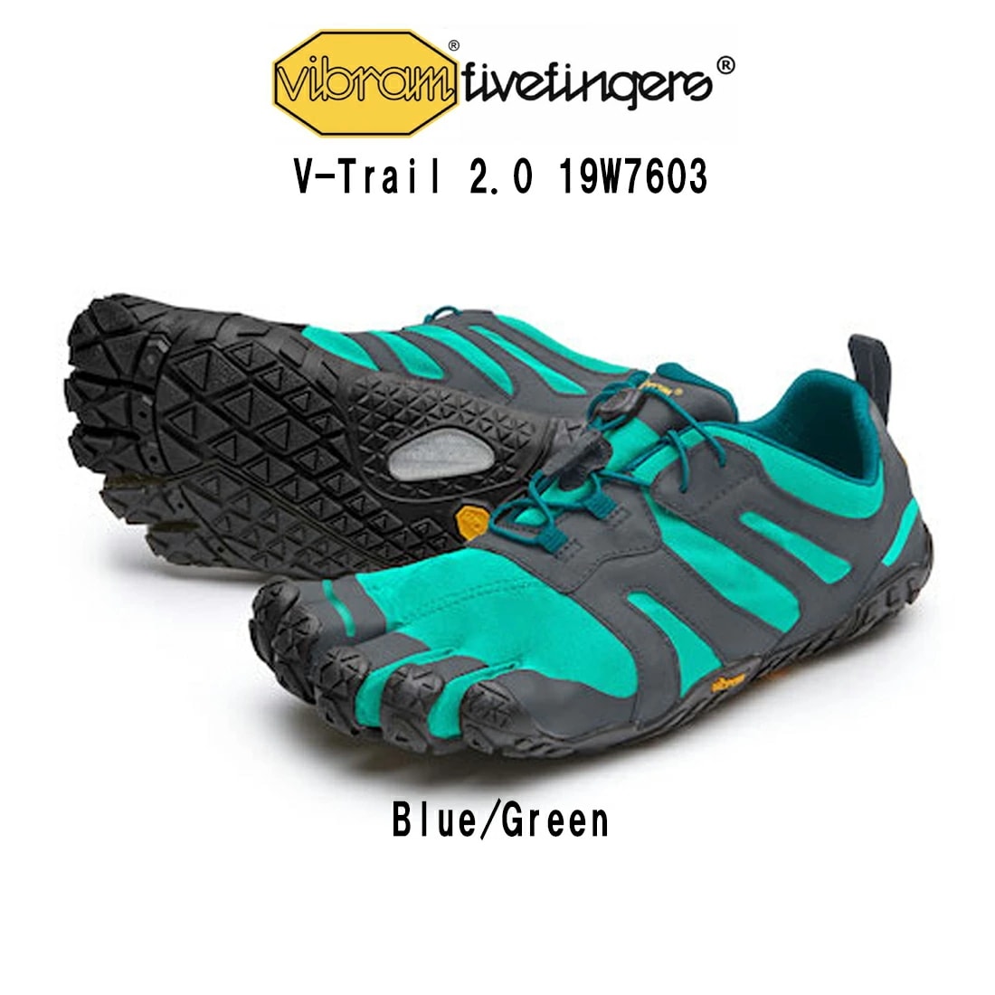 Vibram FiveFingers レディース 五本指 シューズ トレイルラン トレッキング ブルー グリーン V-Trail 2.0 19W7603