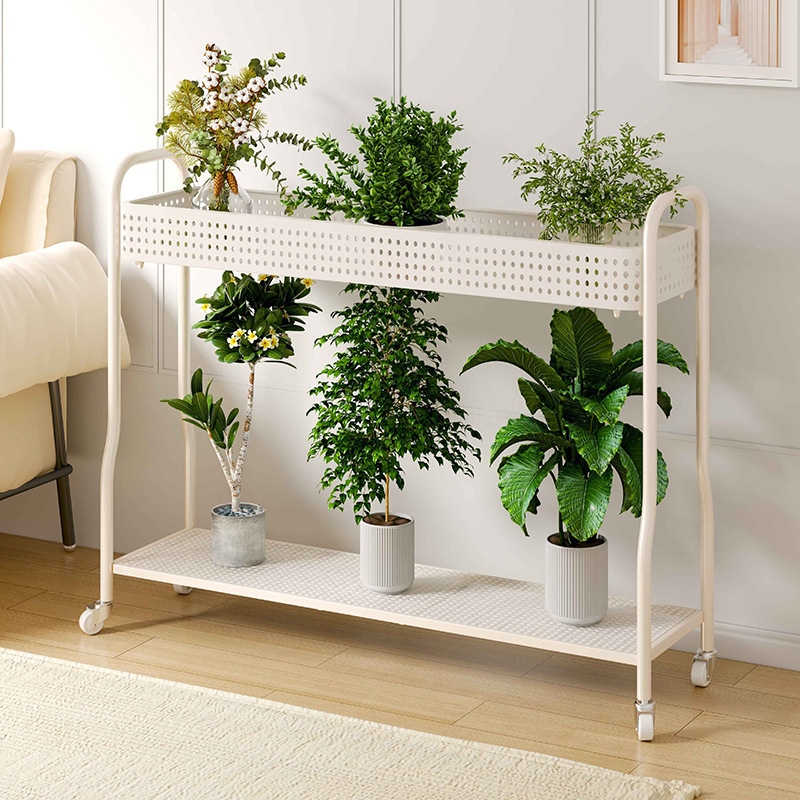 リビングルームフラワーシェルフフロアスタンドモダンなシンプルなモバイルシェルフシェルフシェルフプラントフラワーポットラックエクストラ厚の厚い収納ラックバルコニー