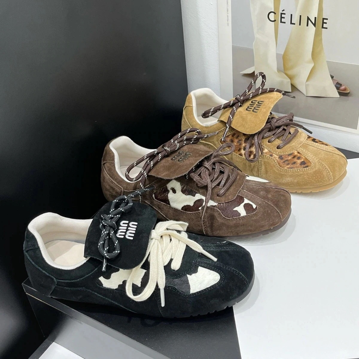 ニッチなデザインのヒョウ柄デクサンレディースシューズ2025年新作レトロ万能ファッションカジュアルスポーツシューズフォレストガンプシューズ