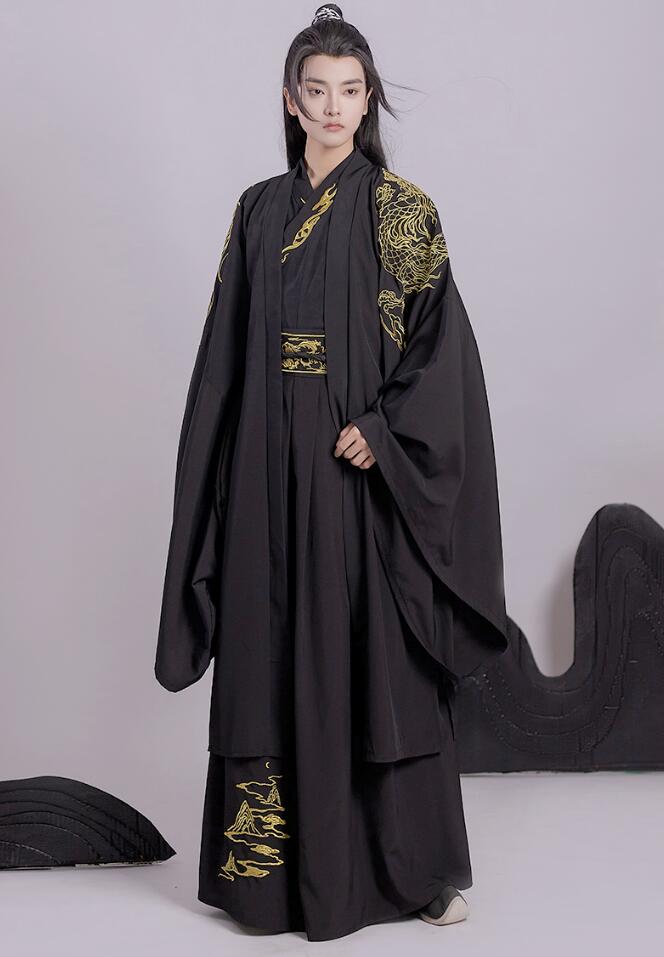 メンズ漢服唐装漢服 刺繍2点/3点セットアップ ロング丈羽織コート 侠客風カップル中華振袖漢服 魏晉風tシャツ+ロング丈スカート 中華古風コスプレ衣装 メンズレディースチャイナ舞台ステージ服 ハロウィ