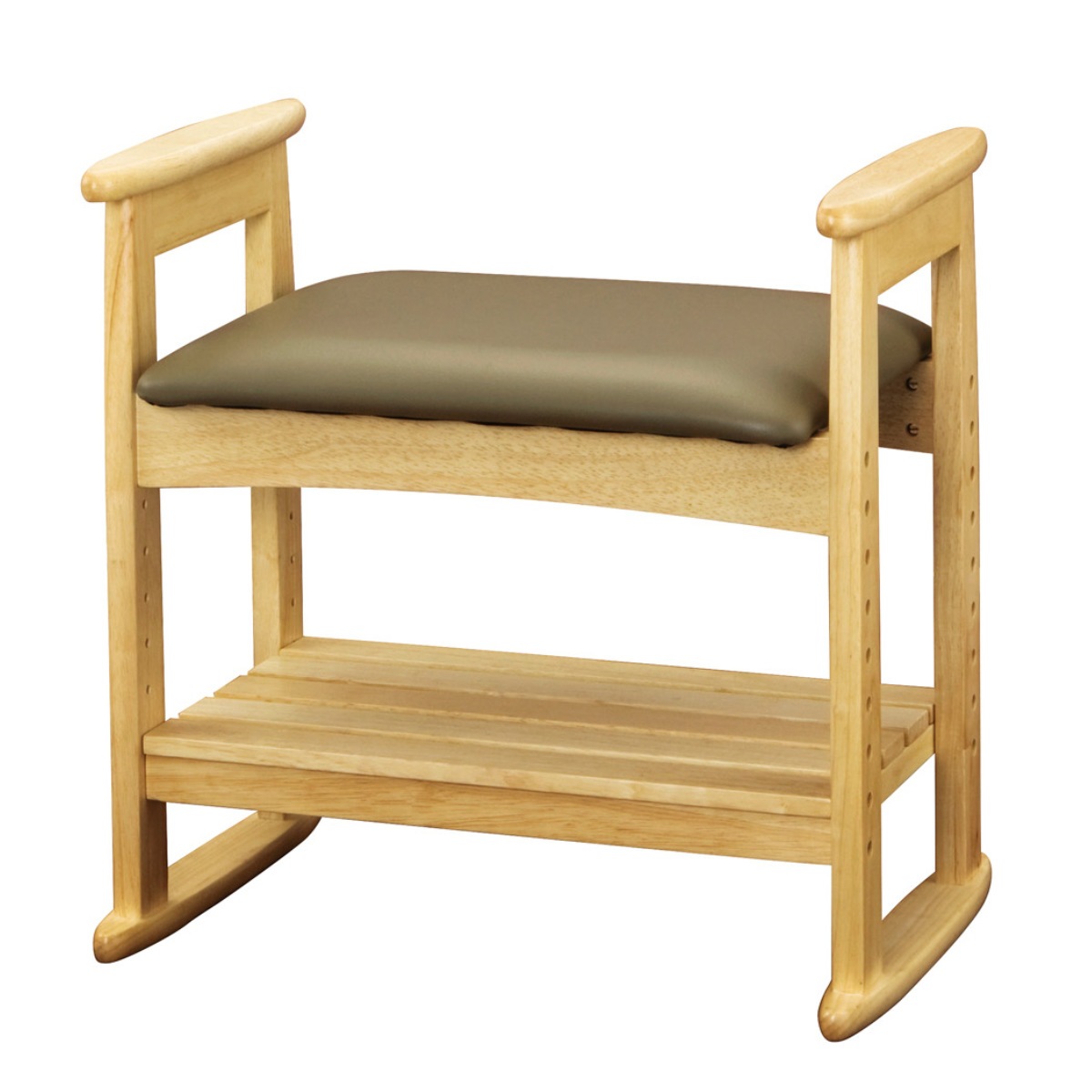 肘付スツール ナチュラル 高さ調節式 玄関 補助椅子 和室 チェア イス 腰掛け 肘掛け付き 畳 座敷 収納 ラック