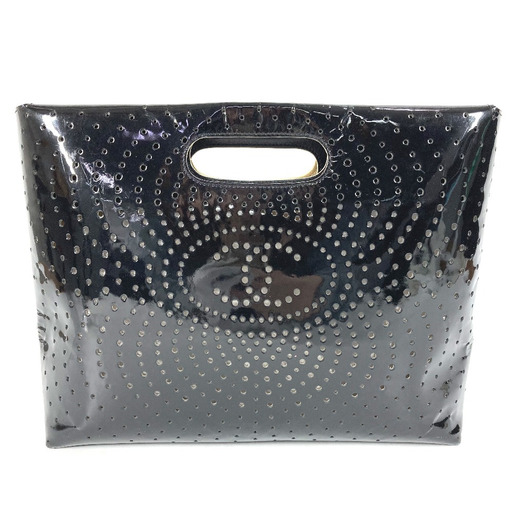 ハンドバッグ パンチング CC ココマーク ロゴ カバン エナメル ブラック