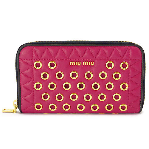 ミュウミュウ 長財布 財布 MIUMIU ラウンドファスナー ナッパ ヴェレ レザー アザレア 5M0506 NAPPA VELE AZALEA/2BAE F0233ILB