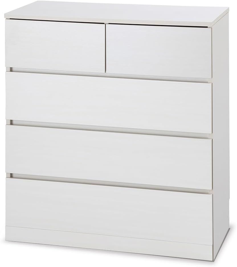 チェスト タンス スライドレールでスムーズ開閉 引き出し 木製 オフホワイト 幅約79×奥行約39×高さ88cm 4段 WCH790 取っ手のないシンプルなデザイン 小さなお子様も安全