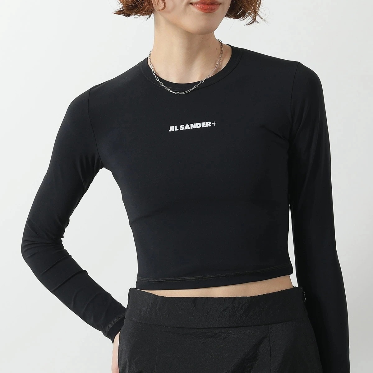 JIL SANDER+ ジルサンダー プラス ラッシュガード J40SD0115 J20011 レディース カットソー スイムウェア 長袖 トップス ロゴ ストレッチ 001/BLACK 【mega】