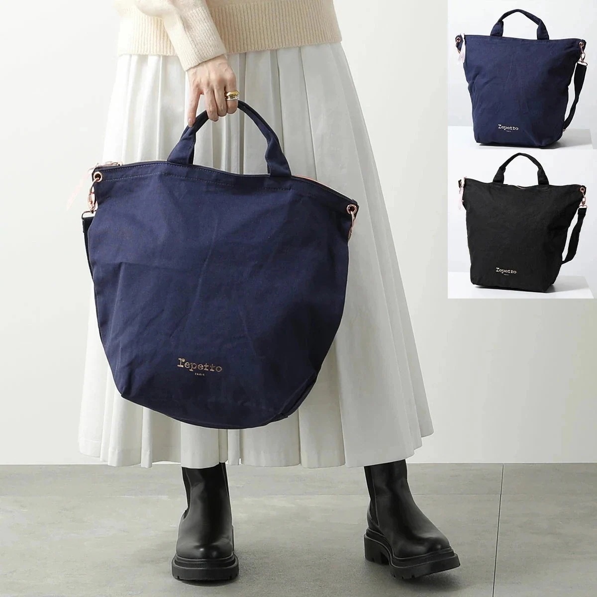 repetto レペット トートバッグ STEP ステップ B0377T レディース ショルダーバッグ ロゴ コットン×ポリエステル クロスボディ 鞄 カラー2 【mega】