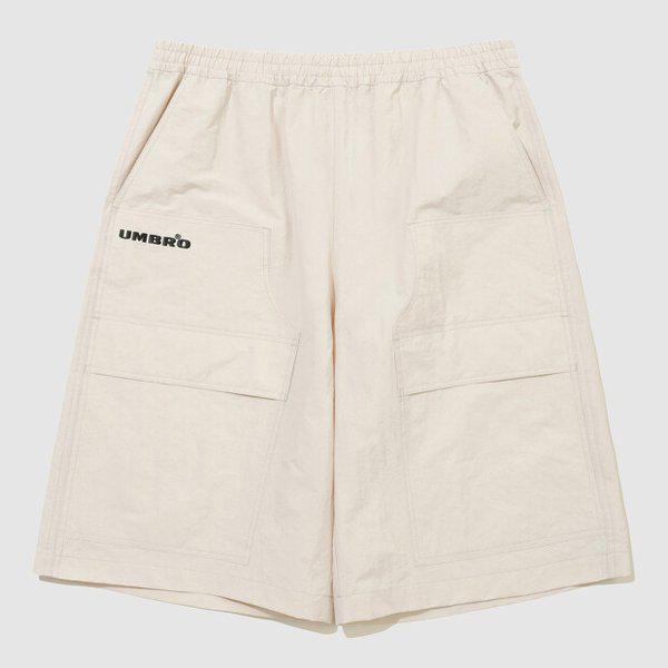 HBL オムグレイ ウォッシング 6部 バミューダ ウーブン ハーフパンツ オートミール ベージュ UR121CHP21 OBE0