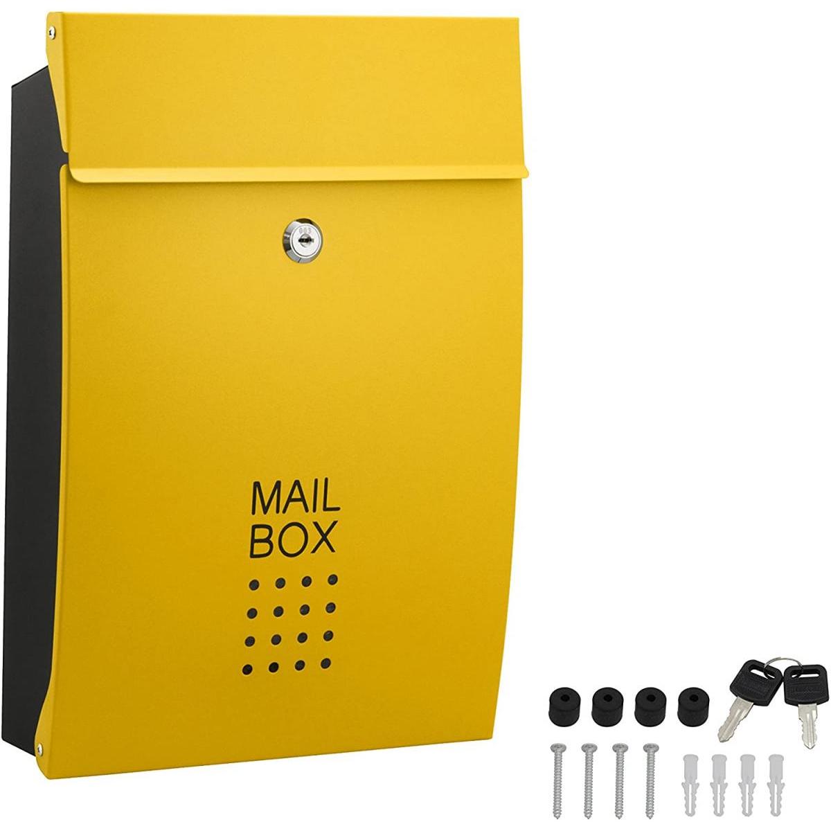 ハイロジック 堺トレード メールボックス・ポスト イエロー W260xH385xD80mm SHPB05A-YB 鍵付き 郵便ポスト