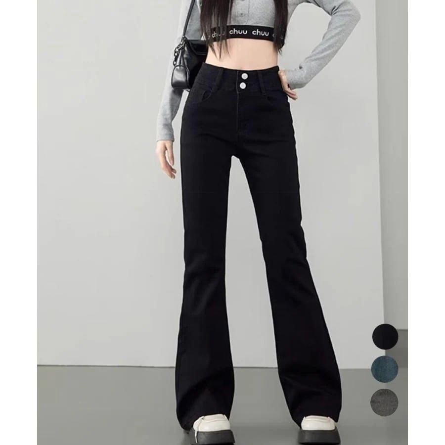 デニムパンツ レディース ジーンズ セミフレアデニムパンツ 美脚デニムパンツ