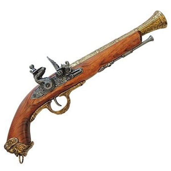 DENIX デニックス 1031/L イタリアン フリントロック ゴールド 39cm レプリカ 銃 フリントロックピストル モデルガン コスプレ 小物 模造 ピストル リアル 拳銃