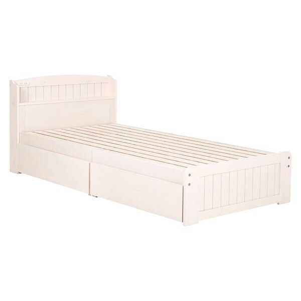 MB-5039S-WS 引出し付シングルベッド(ホワイトウォッシュ)