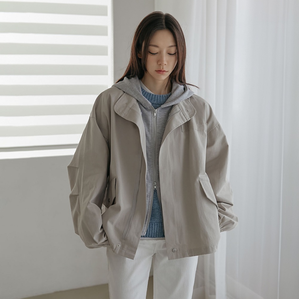 ヘルウェンコットンフードレイヤードバクシージャンパー