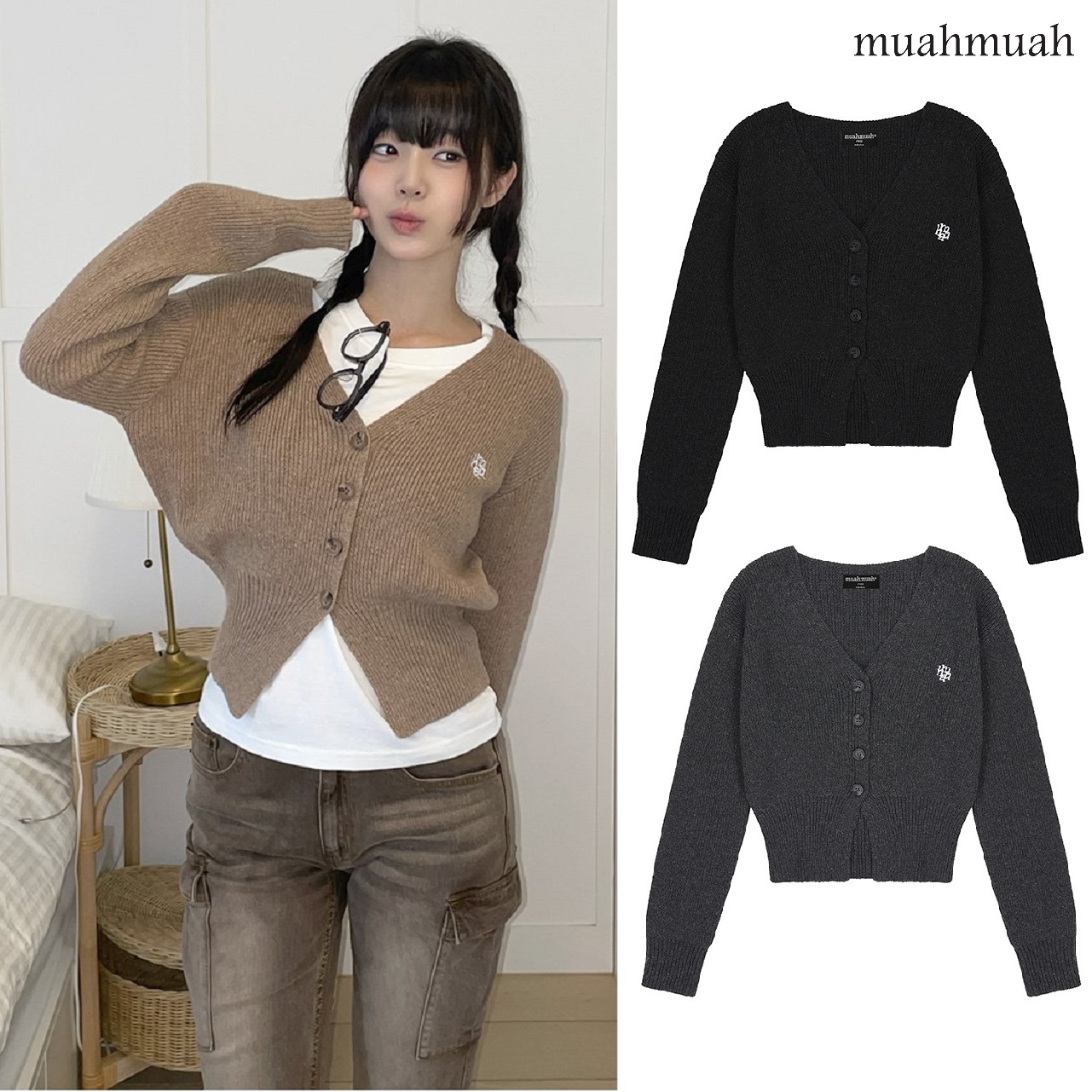 STITCH WOOL KNIT CROP CARDIGAN 3色 新商品 女性服 デイリールック 新商品 韓国人気 韓国ファッション シャツ 女性服 韓国スタイル 学生ファッション 肝節期 5,632円