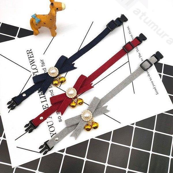 【Dustun】 首輪　ペット用品　アクセサリ　犬　猫　新作　結び蝶　鈴　お出掛け　可愛い　アウトドア　おしゃれ
