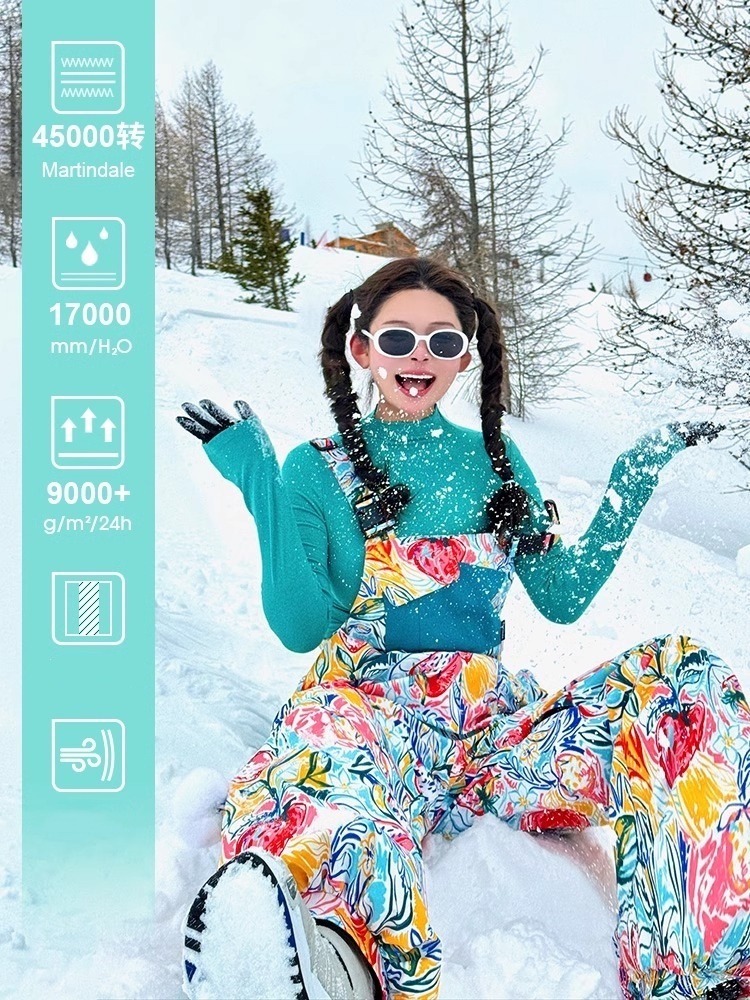 スノーボードウェア20242025単品レディースメンズ防水17000ビブパンツロングパンツつなぎボトムスいちご柄3Lスノボースキーウェアスノボウェア韓国風防水防雪防風