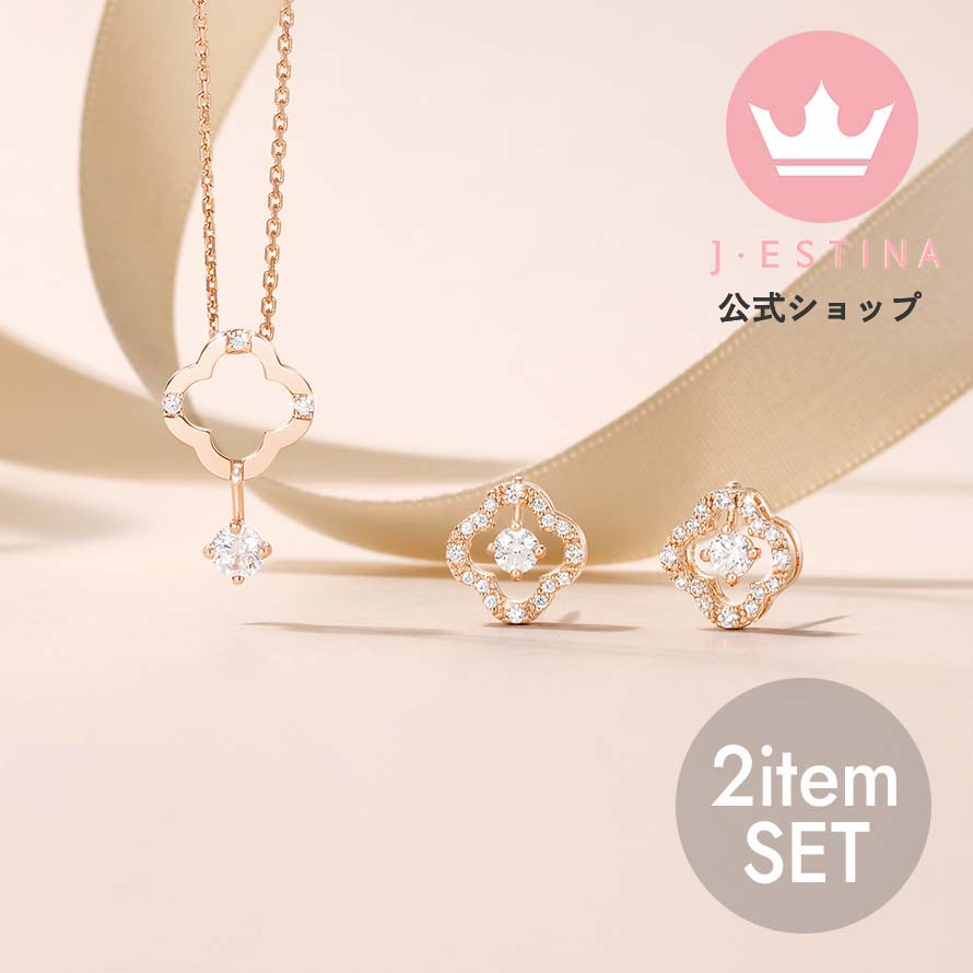 2アイテムSET CLOVIAネックレス(ROSE)＆CLOVIAピアス(ROSE) 韓国ドラマ 韓国ファッション レディース アクセサリ
