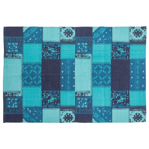 ラグマット/絨毯 190cm130cm ブルー 長方形 コットン製 裏面：スベリ止め加工 TTR-132BL