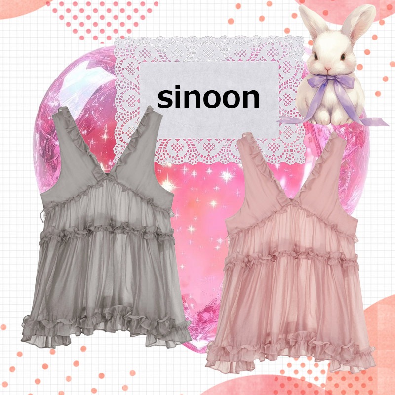 Layered Frill Sleeveless 袖なしトップス 2color チュニック ブラウス 韓国 ブランド 正規品