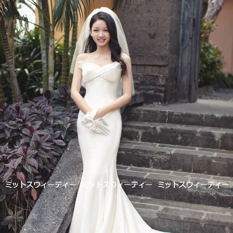 ウェディングドレス ロングドレス 結婚式 マーメイドラインドレス ビスチェ ウエディングドレス 二次