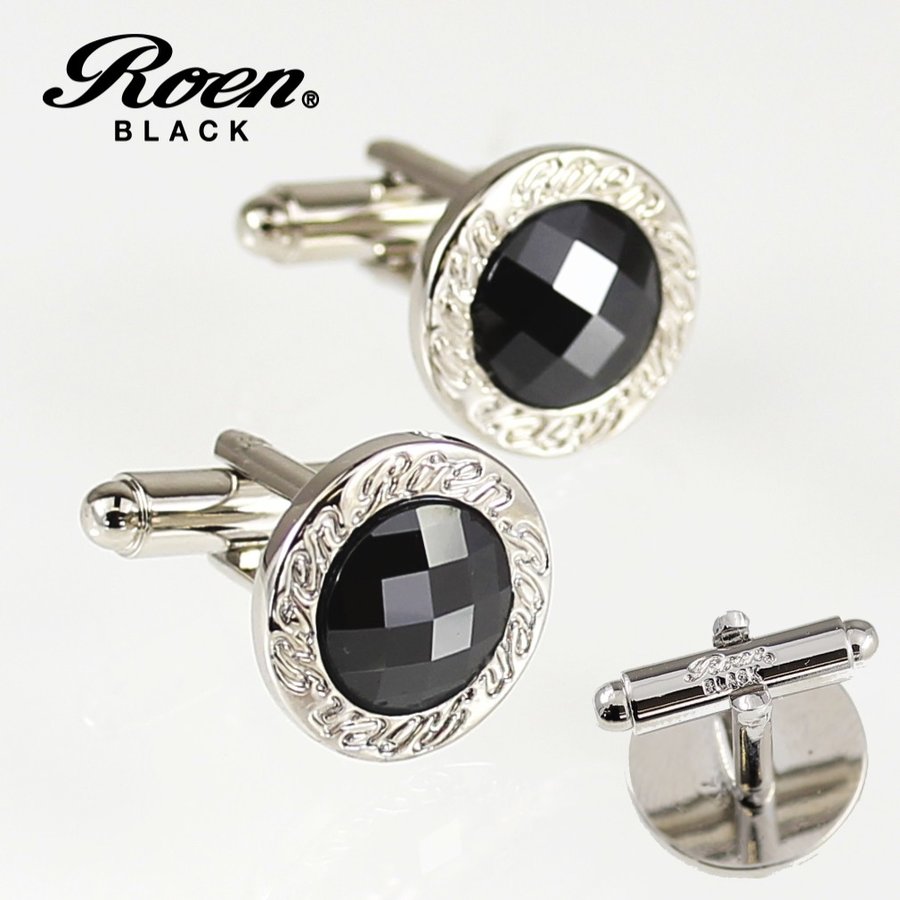 Roen Black ロエン アクセサリー メンズ カフス シャツ スーツ シルバー キュービック ギフト プレゼント 就職祝い ROT-103