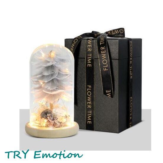 ギフトプリザーブドフラワーロース枯れない花 永遠の花　羽の木 高級感ナイトライトボトル結婚式 発表会 誕生日 記念日ラッピング済み 母の日