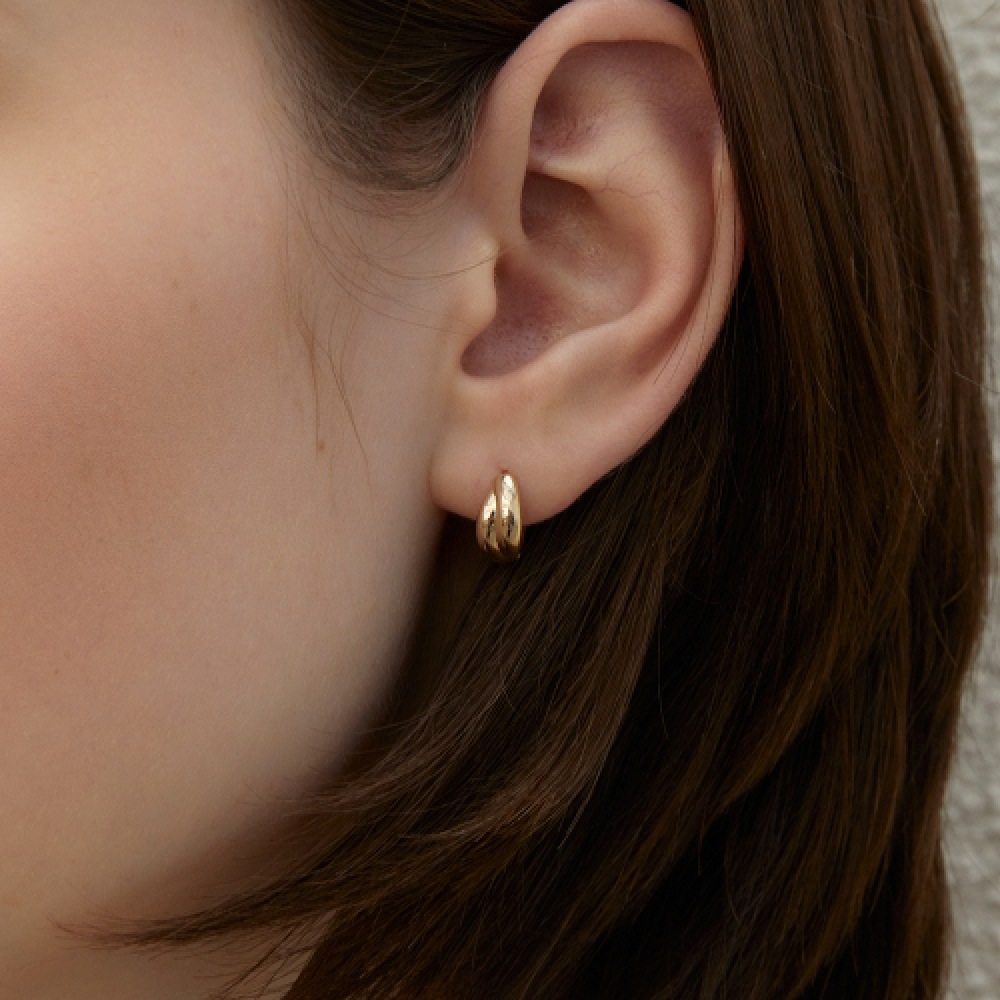 LUNNE 14k グラムウェーブワンタッチリングピアス 14k ゴールド #LFE24