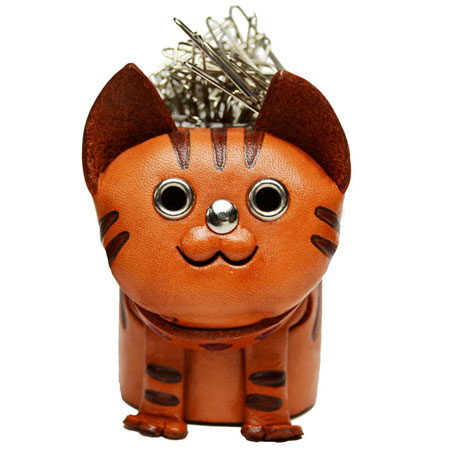 ねこ デスククリップホルダー レザー/本革 VANCA/バンカクラフト