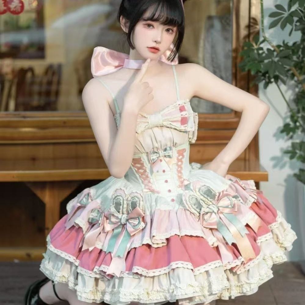 初恋ミルキースイートドレス ロリータ プリンセススカート ふわふわケーキ ロリータドレス