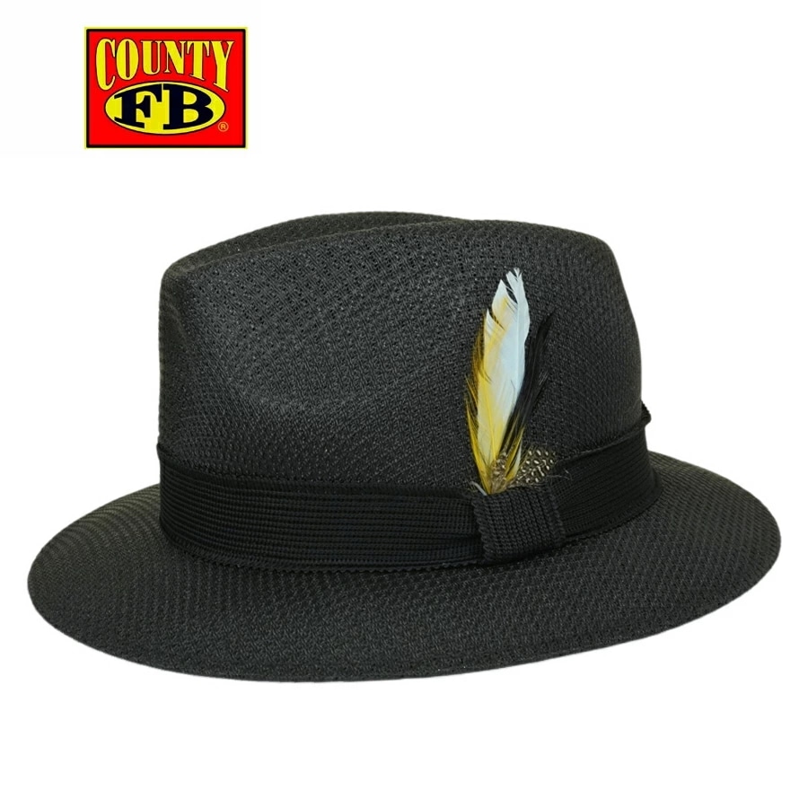 FB COUNTY エフビーカウンティーフェドラハット ソリッドバンド ブラックFedora Hat Solid Band Black黒 ストローハット 帽子 ローライ