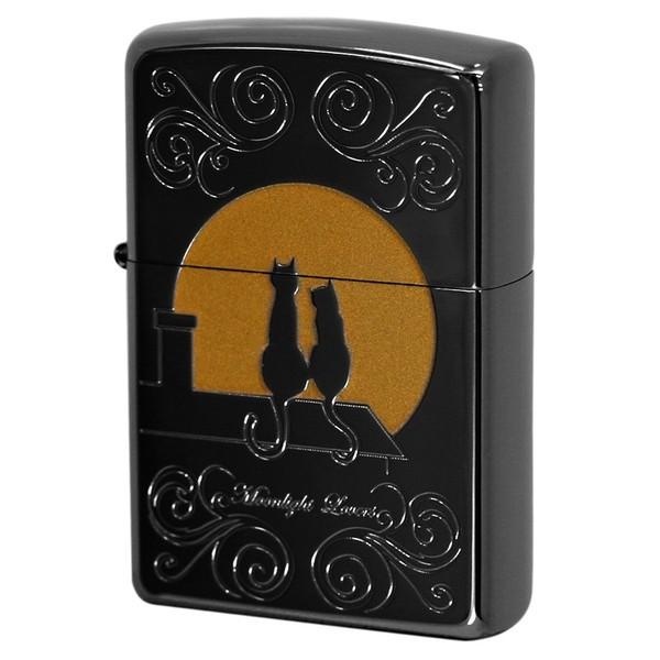 ネコ Moonlight Lovers ムーンライトラヴァーズFMネコ 1201S310 (1201s617) 月光をバックに２匹の猫 キャット ブラックニッケル加工